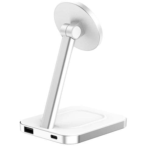 Caricatore Qi 3 In 1 Supporto Compatibile Magsafe 15w Con Caricatore, Bianco - Foto 9