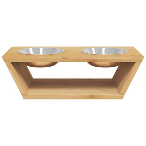 Ciotole Per Cani Rialzate 35,5x18x10,5 Cm In Bambù - Foto 2