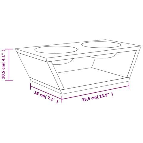 Ciotole Per Cani Rialzate 35,5x18x10,5 Cm In Bambù - Foto 6