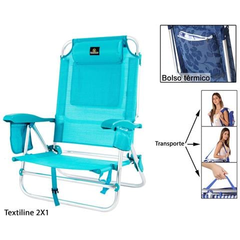Sedia Pieghevole Con Borsa Frigo Textiline Coral 55 X 24 X 63 Cm Turchese - Foto 1
