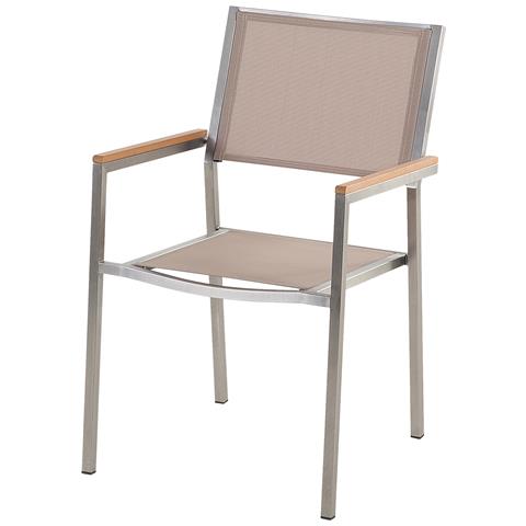 Set Da Giardino 6 Posti Vetro Temperato Bianco E Sedie Tessuto Beige 180 Cm Cosoleto /grosseto - Foto 7