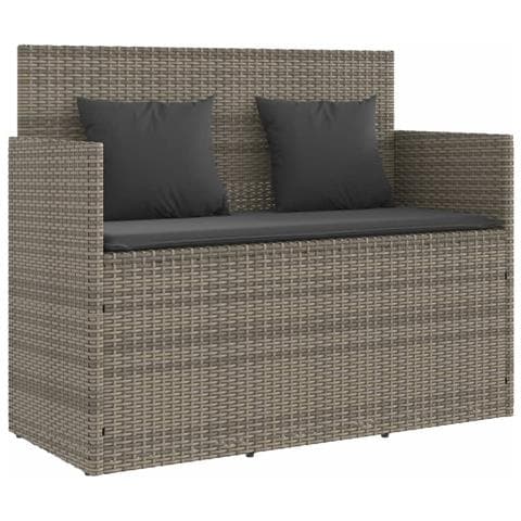 Panca Da Giardino Con Cuscini Grigia In Polyrattan - Foto 1