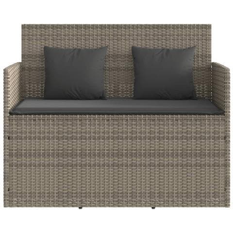 Panca Da Giardino Con Cuscini Grigia In Polyrattan - Foto 2