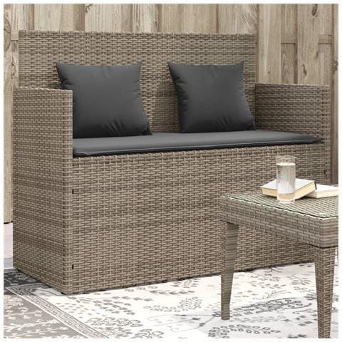 Panca Da Giardino Con Cuscini Grigia In Polyrattan - Foto 8