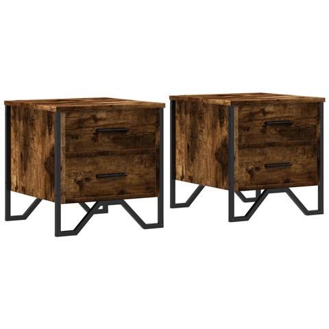 Comodini 2 Pz Rovere Fumo 40x41x40 Cm In Truciolato - Foto 2