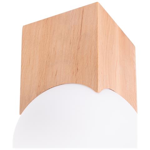 Lampada Da Soffitto Solis In Legno Naturale Sl. 1407 - Minimalista Lampada Da Soffitto Legno Naturale /bianco 19x12x12 Cm - Foto 1