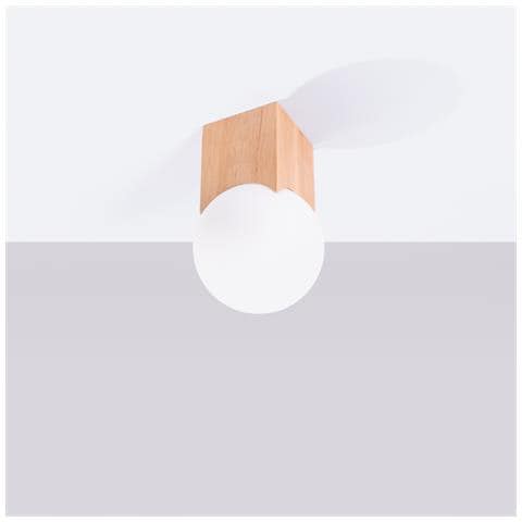 Lampada Da Soffitto Solis In Legno Naturale Sl. 1407 - Minimalista Lampada Da Soffitto Legno Naturale /bianco 19x12x12 Cm - Foto 2