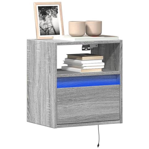 Mobili TV a Parete con Luci LED 2pz Grigio Sonoma 41x31x45 cm - Foto 2