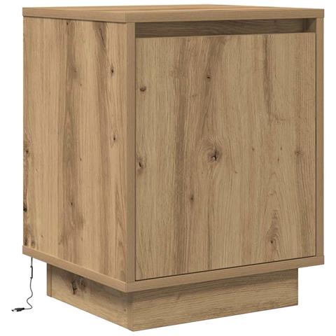 Comodino Con Luci Led Rovere Artigianale 38x34x50 Cm - Foto 3