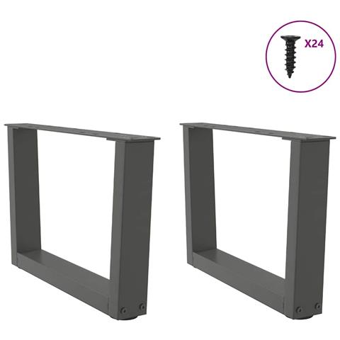 Gambe Tavolo Pranzo A V 2 Pz Antracite 60x(30-31,3)cm Acciaio - Foto 3