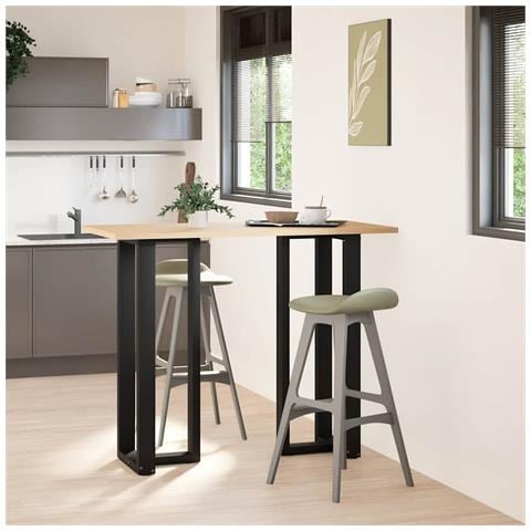 Gambe Tavolo Bar A Forma T 2 Pz Nero 40x35x(110-111) Cm Acciaio - Foto 2