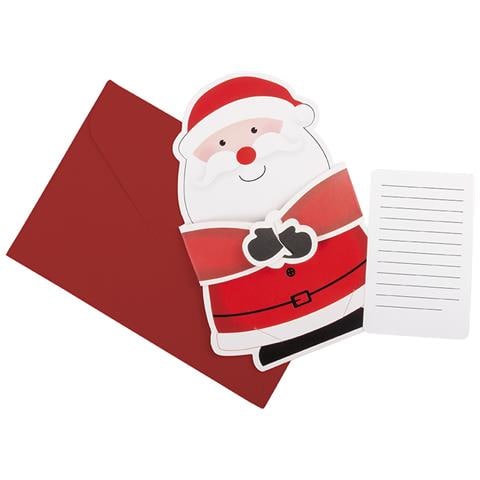 Poxtal Pack 10 Pz Carta Per Regali Di Natale Con Busta Rossa Con Design Di Babbo Natale - Foto 1