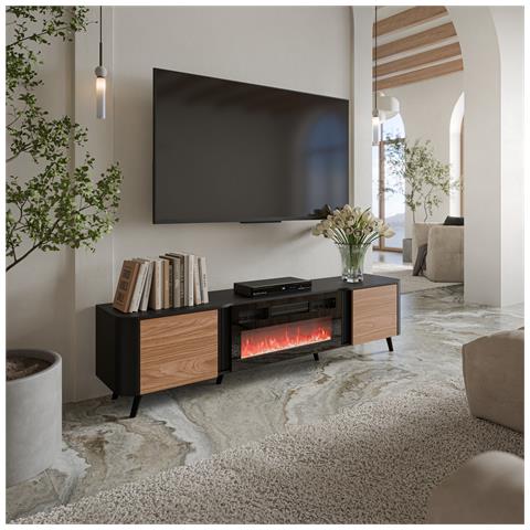 Volare RTV mobile 200 x 39 x 49 cm nero /noce + camino - Foto 2