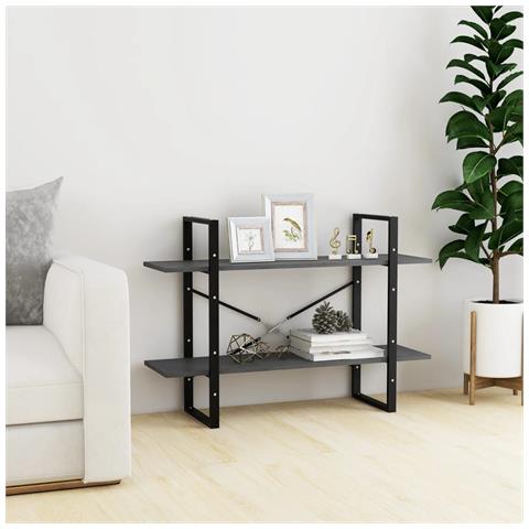 Libreria A 2 Ripiani Grigia 100x30x70 Cm In Massello Di Pino - Foto 8