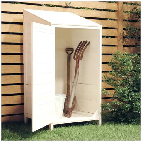Capanno Da Giardino Bianco 55x52x112 Cm Legno Massello Di Abete - Foto 8