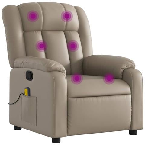 Lusso Casadino - Poltrona Massaggiante Reclinabile Cappuccino In Similpelle - Foto 1