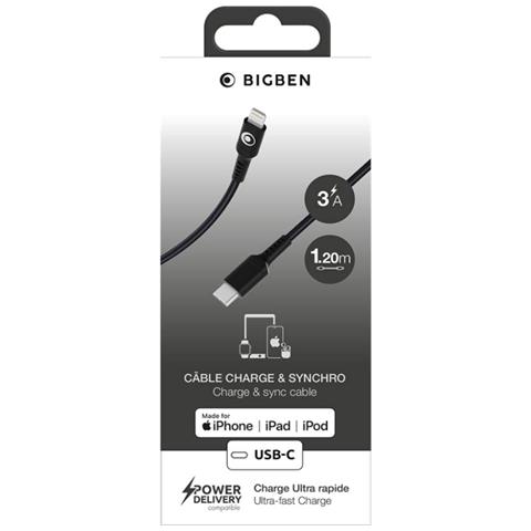 Cavo Di Ricarica E Trasferimento Usb-c /lightning 3a Power Delivery 60w 1,2m, Nero - Foto 2