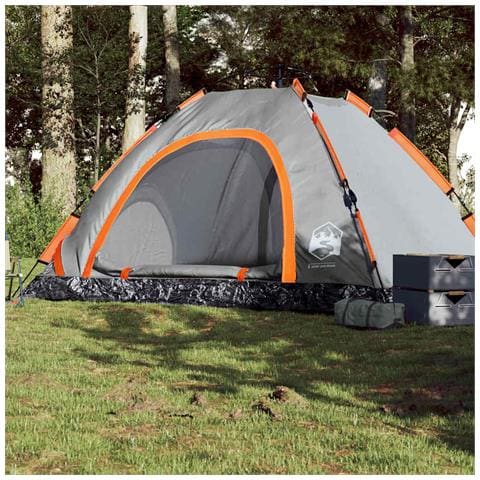 Tenda Campeggio 5 Persone Grigio e Arancione a Rilascio Rapido - Foto 1