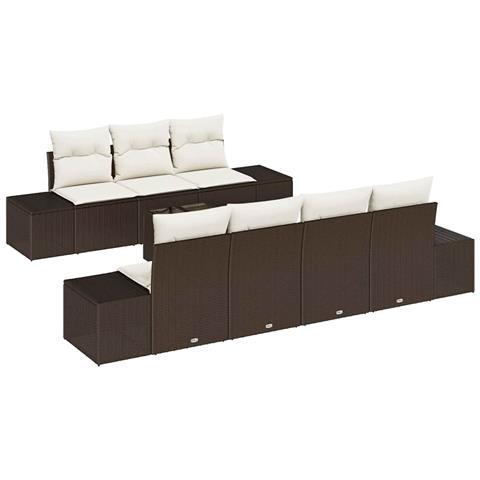 Set di Divani da Giardino da 8 Pezzi con Cuscini Marrone Rattan Poly - Foto 1