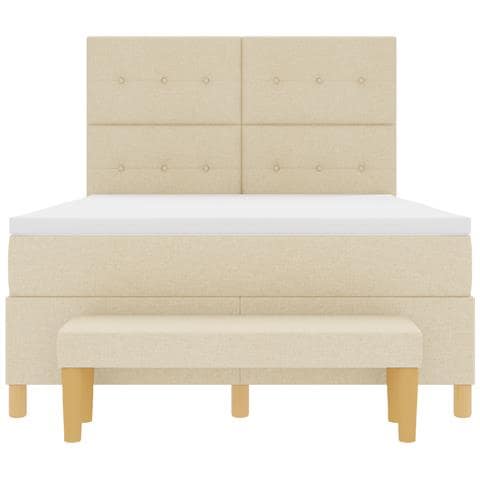 Letto con Materasso e Panchina Crema 160x200 cm Tessuto - Foto 9