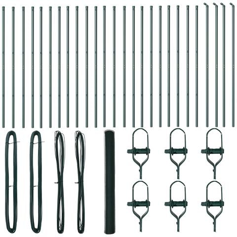 Recinzione Esagonale  Verde 1.6x50 m Acciaio, Pali per Recinzione  13 pz Verde Ø32 mm 210 cm Acciaio Galvanizzato - Foto 1