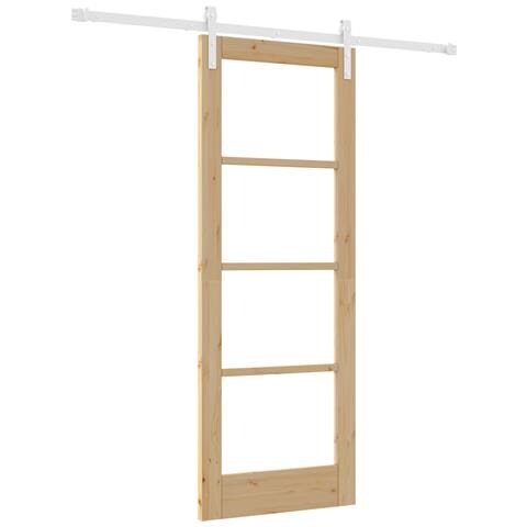 Porta Scorrevole con Set di Ferramenta 'ORKDAL'Legno Massello e Vetro - Foto 1