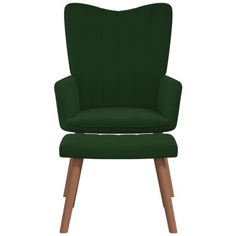 Poltrona Relax Con Poggiapiedi Verde Scuro In Velluto - Foto 1