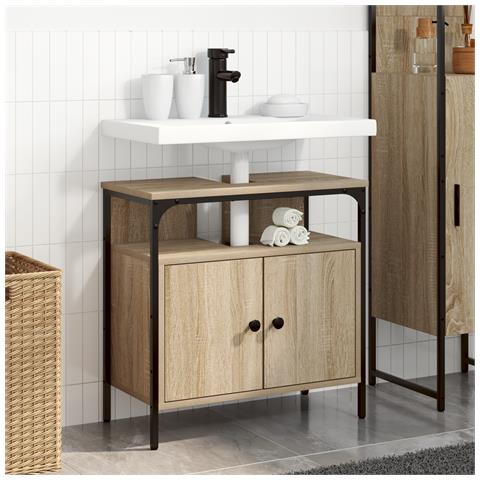 Vanity a Muro Rovere Chiaro Legno Ingegnerizzato 60 x 30 x 60 cm - Foto 2