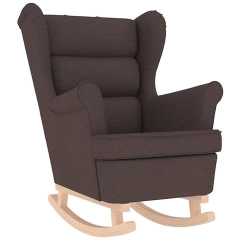 Sedia a Dondolo Marrone Scuro 74x90x102 cm in Tessuto - Foto 1