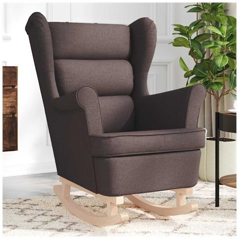 Sedia a Dondolo Marrone Scuro 74x90x102 cm in Tessuto - Foto 2