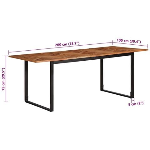 Tavolo da Pranzo 200x100x75 cm in Legno Massello di Acacia - Foto 9
