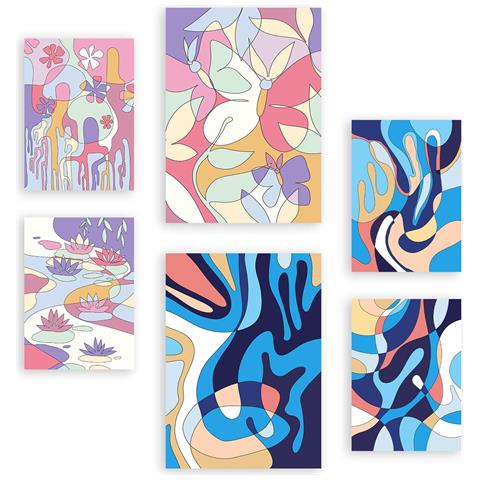 Set Di 6 Stampe Stili Etnici In Dipinti Decorativi Estetici Astratti Floreali Per Il Tuo Soggiorno, Camera Da Letto, Casa A3 & A4 Senza Cornice - Foto 1