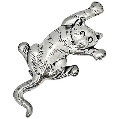 Spilla A Forma Di Gatto, Argento Sterling 925, 10µ, Anticata - Foto 1