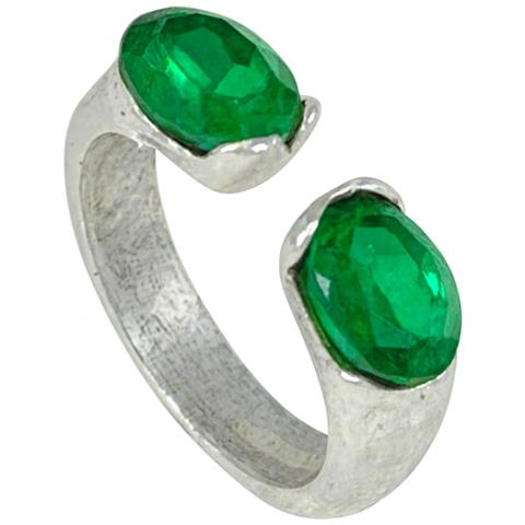 Anello Aperto Con Doppio Cristallo, Fede Nuziale In Argento, Cristallo 10µ, Smeraldo Sw - Foto 5