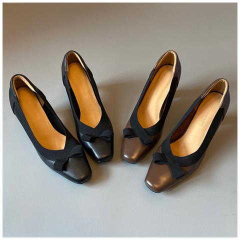 Scarpe Con Tacco Alto 8cm Stile Retro - Décolleté In Pelle Morbida Con Punta Quadrata E Fiocco Black 40 - Foto 2