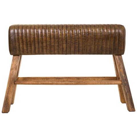Sgabello In Legno E Pelle Marrone120x35x76h - Foto 2