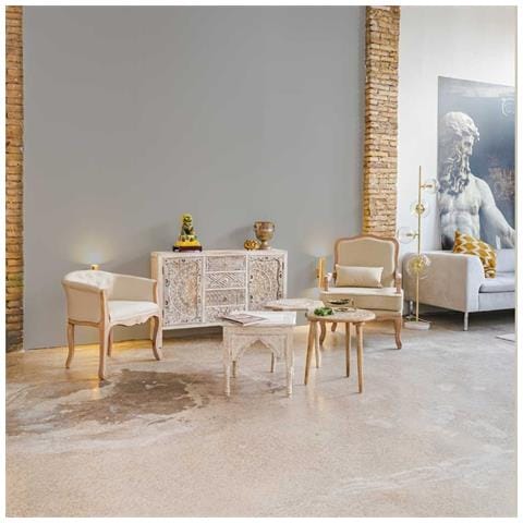 Comodino Da Caffè In Legno Bianco Artigianale 45x45x54h Cm - Foto 2