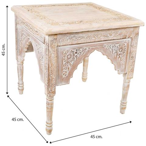 Comodino Da Caffè In Legno Bianco Artigianale 45x45x54h Cm - Foto 5