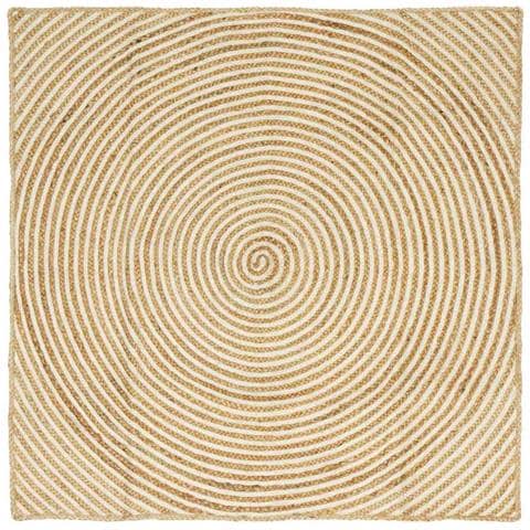 Tappeto Naturale e Bianco 120 x 120 cm Juta - Foto 1