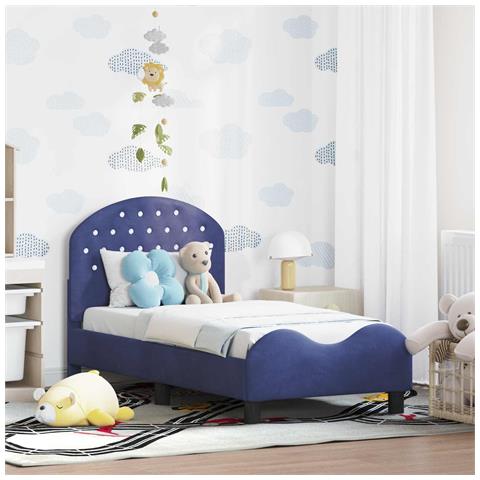 Struttura letto per bambini con testata Blu Polizia 70 x 140 cm - Foto 2