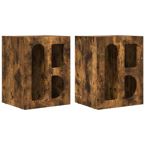Comodino 2 pcs Rovere fumé 40 x 35 x 50 cm Legno multistrato - Foto 1