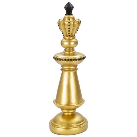 Scultura Re Degli Scacchi In Resina Oro E Nero - Foto 1