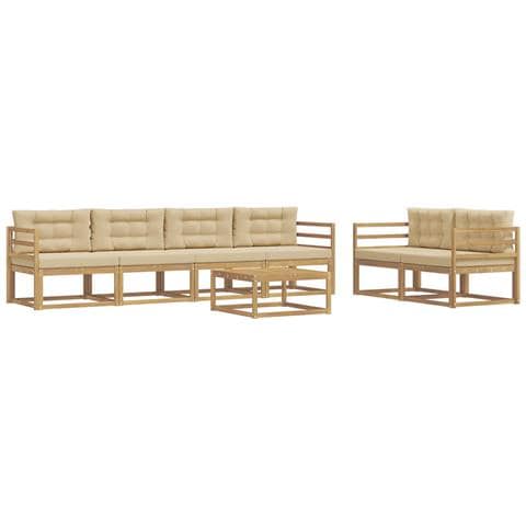 Set di divani da esterno con cuscino 6 pcs Bianco e Beige - Foto 1