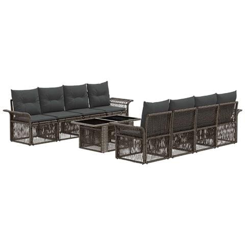 Set Divano da Giardino 9 pz Grigio e Grigio Scuro polyrattan - Foto 1