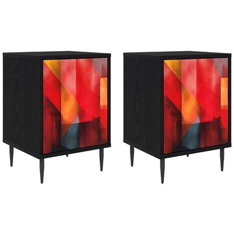 Armadio da Notte HEESCH 2 pz Rovere Nero 36 x 33 x 51 cm - Foto 1