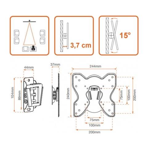 451061 Supporto TV a parete 106,7 cm (42") Nero - Foto 2