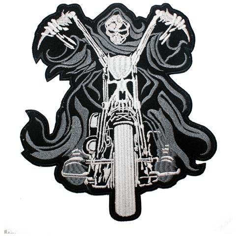Toppa Scheletro Motociclista Termoadesiva Bianco Nero Abbigliamento Moto Grande - Foto 1