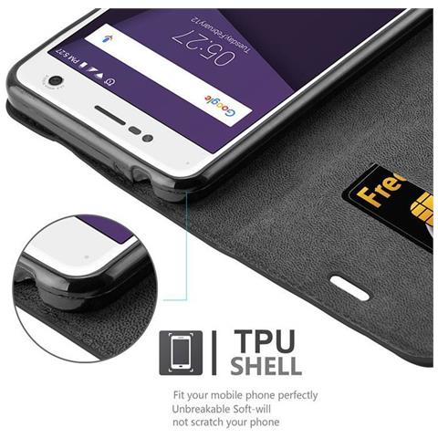 Custodia Compatibile Con Zte Blade V8 In Nero Di Notte - Coperchio Protettiva Con Chiusura Magnetica, Funzione Stand E Tasca Per Le Carte - Foto 2
