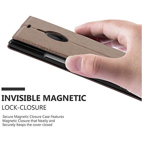 Custodia Compatibile Con Nokia Lumia 1520 In Bruno Caffè - Coperchio Protettiva Con Chiusura Magnetica, Funzione Stand E Tasca Per Le Carte - Foto 2