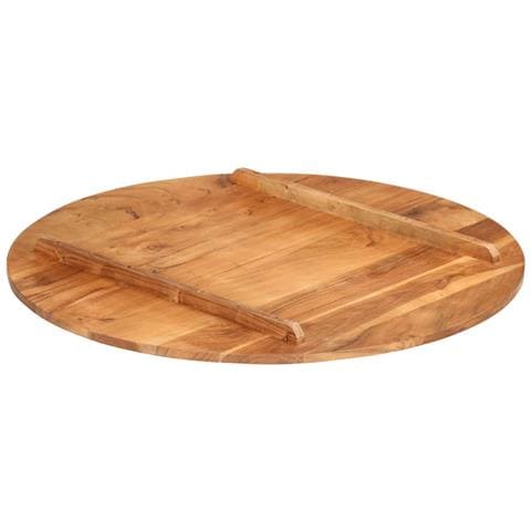 Piano Tavolo in Legno Massello di Acacia Rotondo 15-16 mm 80 cm - Foto 2